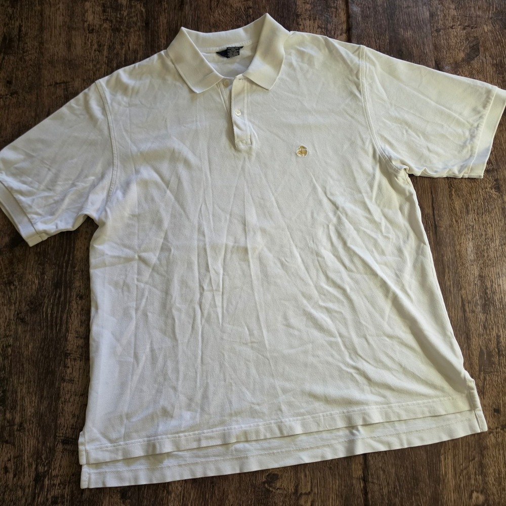 BROOKS BROTHERS Polo Shirt Mens XL White 346 Cotton Pique Short Sleeve Logo
